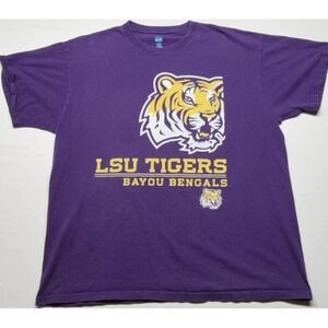 LSU Tigers NCAA men's purple gold graphic t-shirt "Bayou Bengals" sz XL football